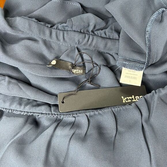 Krisa Strapless Ruffle Layer Strapless Dress Cape Dusk Blue NWT Size Large - Picture 3 of 5